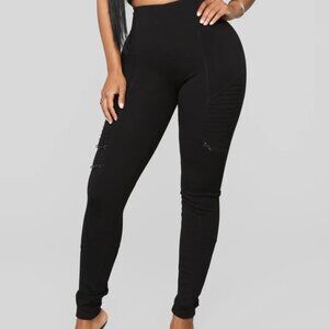 Fashion Nova Black Down To Ride Ponte Zipper Pants